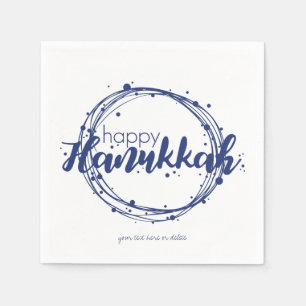 Servilleta De Papel Feliz Hanukkah Nieves Bubbles Wreath Holiday Napki