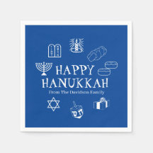 Feliz Hanukkah nombre de familia de personalizados