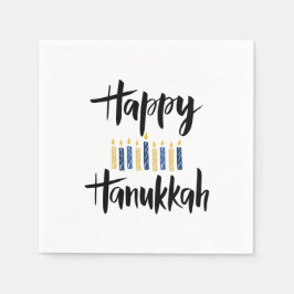 Servilleta De Papel Feliz Hanukkah Velas Azules Amarillas