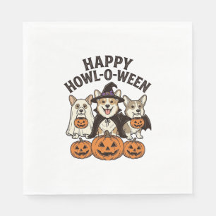 Servilleta De Papel Feliz Howl-O-Ween Corgi Halloween Perro Vector Des