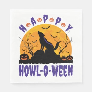 Servilleta De Papel Feliz Howl O Ween Halloween Howling Wolf Dog