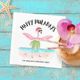 Servilleta De Papel Feliz Huladays Flamingo Tropical Beach Navidades