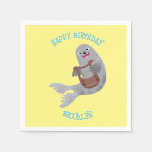 Servilleta De Papel Feliz ilustracion de personalizado de foca de arpa