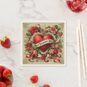 Servilleta De Papel Feliz ilustracion decorativo de San Valentín