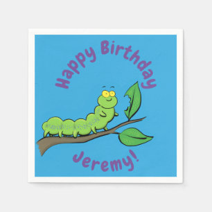 Servilleta De Papel Feliz ilustracion personalizado de oruga verde