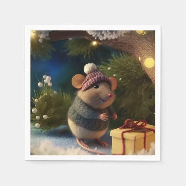 Servilleta De Papel Feliz invierno con las placas de papel actuales (Anverso)