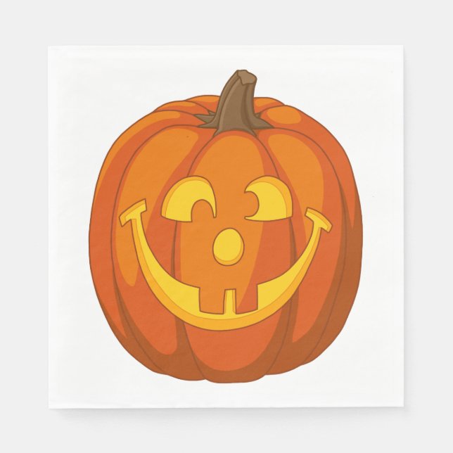 Servilleta De Papel Felíz Jack O Lantern Halloween Cara de calabaza (Anverso)