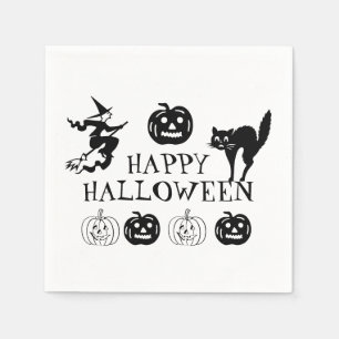 Servilleta De Papel Feliz libro blanco negro de Halloween