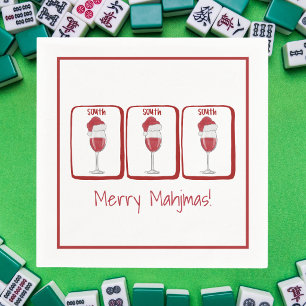 Servilleta De Papel Feliz Mahjmas! Mahjong Navideño / Copa de Vino San