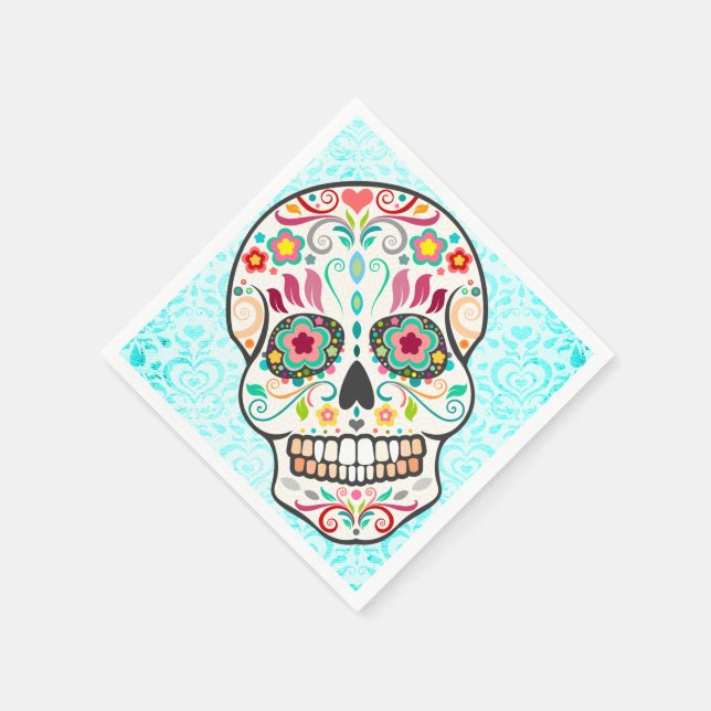 Servilleta De Papel Feliz Muertos - Festividades con papel de cráneo d (Borde)