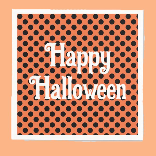 Servilleta De Papel Feliz naranja de Halloween  puntos negros niños fi (Subido por el creador)