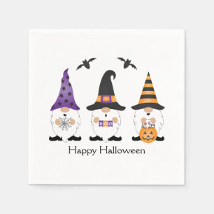 Servilleta De Papel Feliz Naranja púrpura de Halloween Gnomes