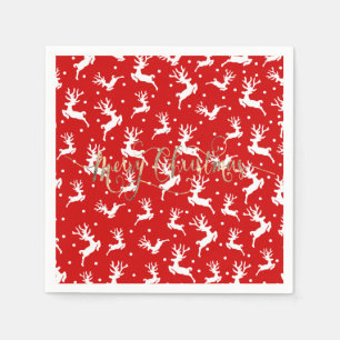 Servilleta De Papel Feliz Navidad a los renos rojos
