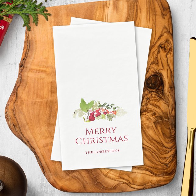 Servilleta De Papel Feliz Navidad acuarela Holly Berry (Subido por el creador)