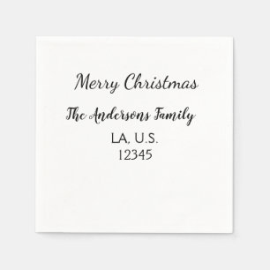 Servilleta De Papel Feliz Navidad añadir nombre de familia dirección n