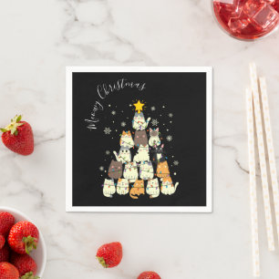 Servilleta De Papel Feliz Navidad árbol de gato Meowy