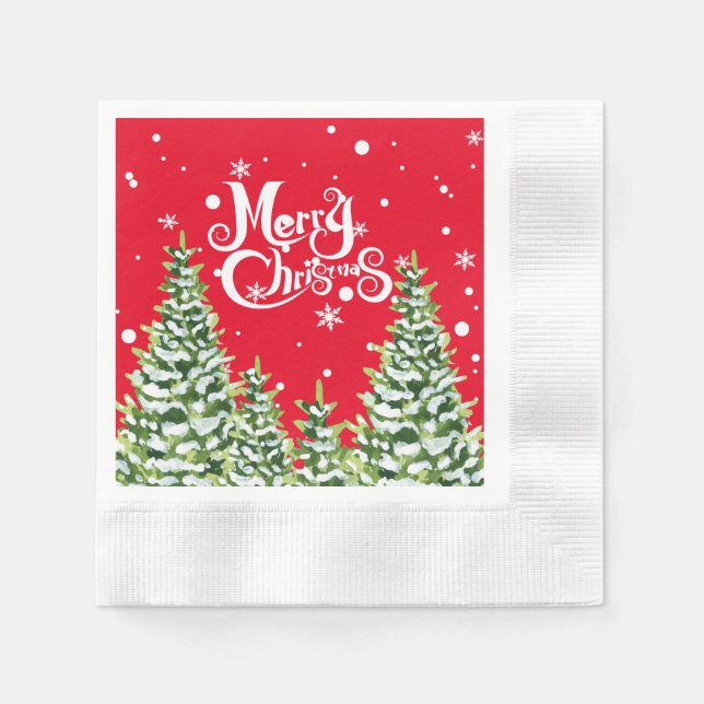 Servilleta De Papel Feliz Navidad Árboles de nieve Navidades Papel Nap (Anverso)
