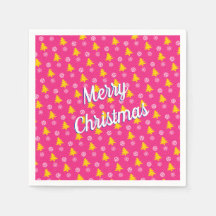 Servilleta De Papel Feliz Navidad, Árboles de oro y lagunas de nieve