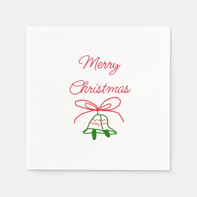 Servilleta De Papel Feliz Navidad arcos rojos con campanas de jingle v (Anverso)