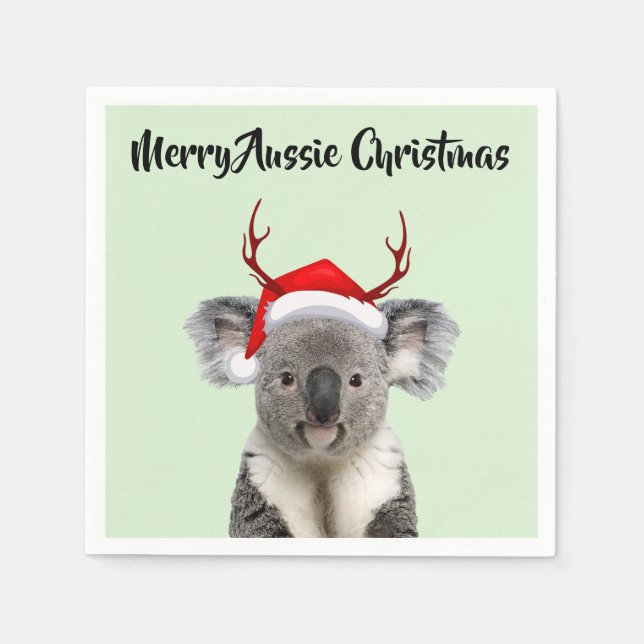 Servilleta De Papel Feliz Navidad Australiana Koala  (Anverso)