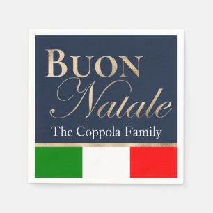 Servilleta De Papel Feliz Navidad Bandera Italiana Azul Marino Navidad