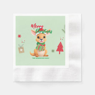 Servilleta De Papel Feliz Navidad Bebé Kangaroo Santa Scarf hol