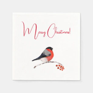 Servilleta De Papel Feliz Navidad, Bullfinch en invierno