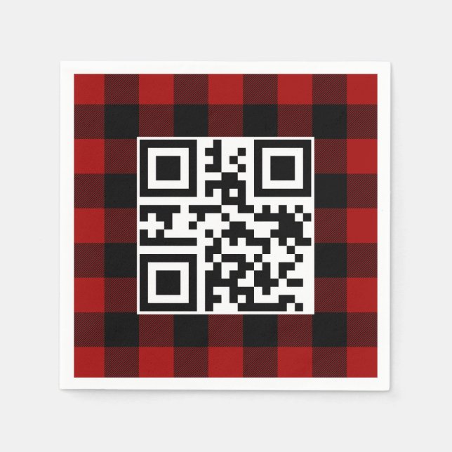 Servilleta De Papel Feliz Navidad Código QR En Búfalo Plantado (Anverso)