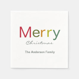 Servilleta De Papel Feliz Navidad colorida familia de textos