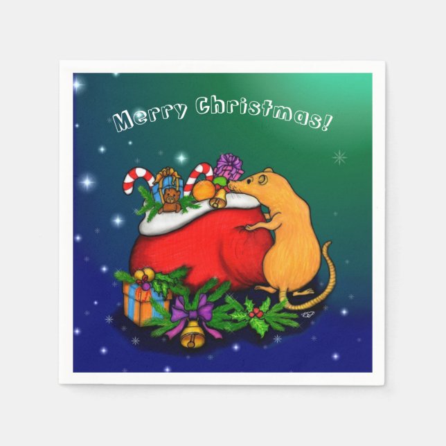 Servilleta De Papel Feliz Navidad con el príncipe rata (Anverso)