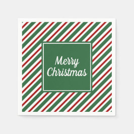 Servilleta De Papel Feliz Navidad con letra moderna roja y verde