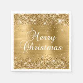Servilleta De Papel Feliz Navidad con Purpurina de Oro