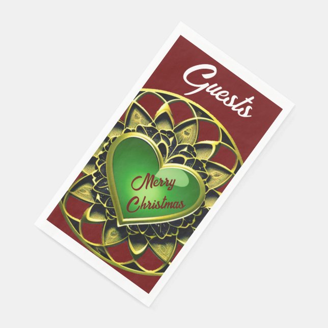 Servilleta De Papel Feliz Navidad Corazón Verde (Esquina)