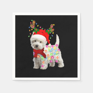 Servilleta De Papel Feliz Navidad Cosplay de renos de perro occidental