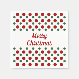Servilleta De Papel Feliz Navidad Cute puntos de Polka Blanco Rojo