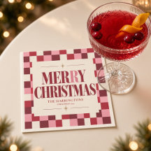 Feliz Navidad de Cuadros Rosas y Rojos 