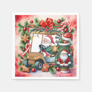 Servilleta De Papel Feliz Navidad de golf con Papá Noel