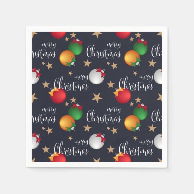Servilleta De Papel Feliz Navidad Decoraciones | Vacaciones (Anverso)