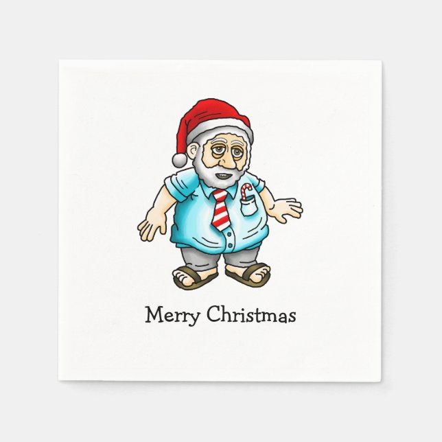 Servilleta De Papel Feliz Navidad desde Santa en Sandalias (Anverso)