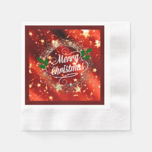 Servilleta De Papel Feliz Navidad, deslumbrante diseño rojo y dorado
