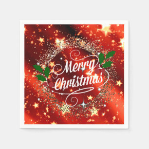 Servilleta De Papel Feliz Navidad, deslumbrante diseño rojo y dorado