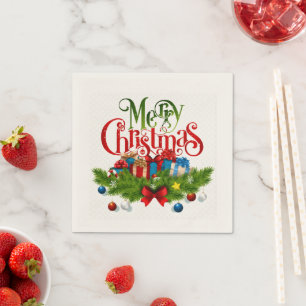 Servilleta De Papel Feliz Navidad, diseño colorido,