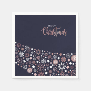 Servilleta De Papel Feliz Navidad Dorado Rosado Snowflake