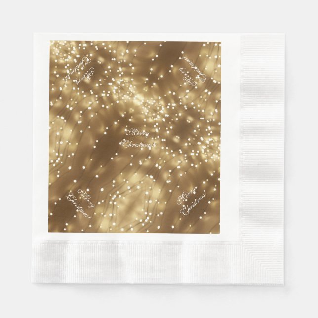 Servilleta De Papel Feliz Navidad Elegante cadena festiva de luces (Anverso)