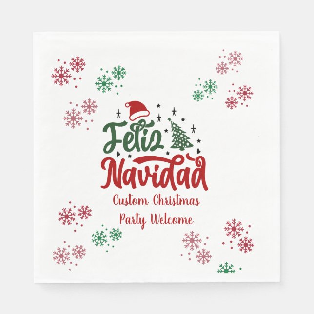 Servilleta De Papel Feliz Navidad en español (Anverso)