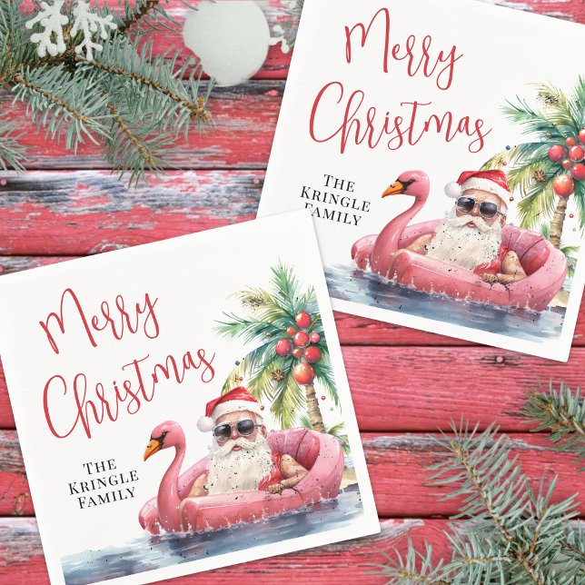 Servilleta De Papel Feliz Navidad en la Playa (Tropical Beach Merry Christmas Napkins)