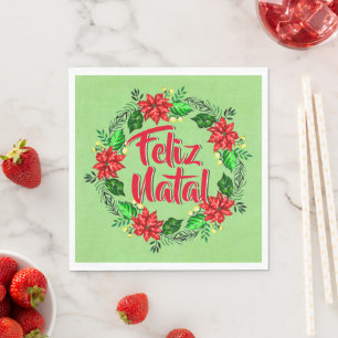 Servilleta De Papel Feliz Navidad en portugués Natal Feliz Luncheon