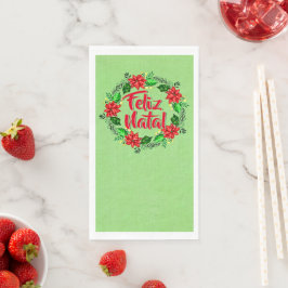 Servilleta De Papel Feliz Navidad en portugués navideña