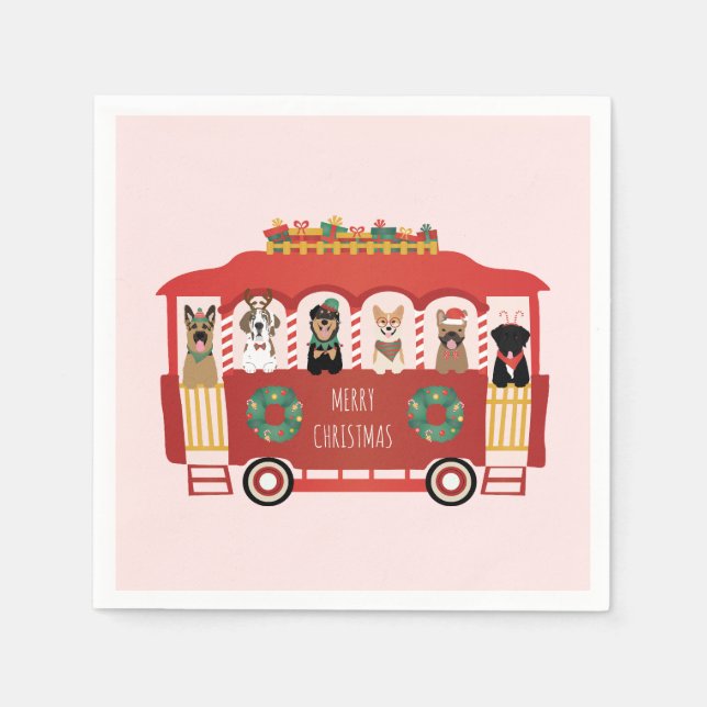 Servilleta De Papel Feliz Navidad en Trolly (Anverso)