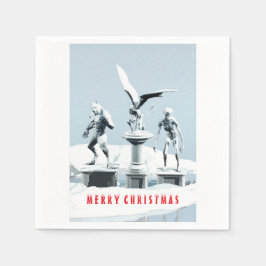 Servilleta De Papel Feliz Navidad. Esculturas de hielo monstruosas